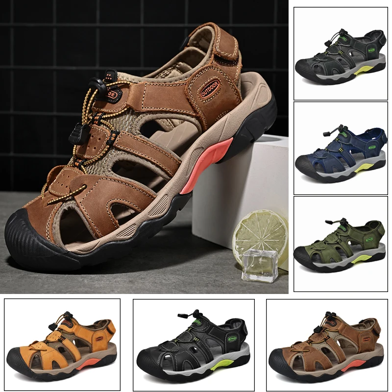 Летние мужские сандалии, классические кожаные сандалии, модная обувь для активного отдыха, походов и рыбалки, легкие дышащие нескользящие пляжные сандалии 38-48 размеров
Летние мужские сандалии, классические кожаные сандалии, модная обувь для активного отдыха, походов и рыбалки, легкие дышащие нескользящие пляжные сандалии 38-48 размеров