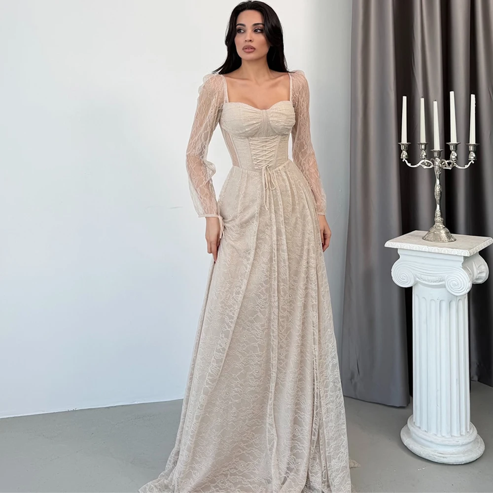 Elegant Lace Evening Dress Classic Square Collar Party Dresses Fashion Backless Long Sleeves Customized Special Occasion Gowns
Elegant Lace Evening Dress Classic Square Collar Party Dresses Fashion Backless Long Sleeves Customized Special Occasion Gowns