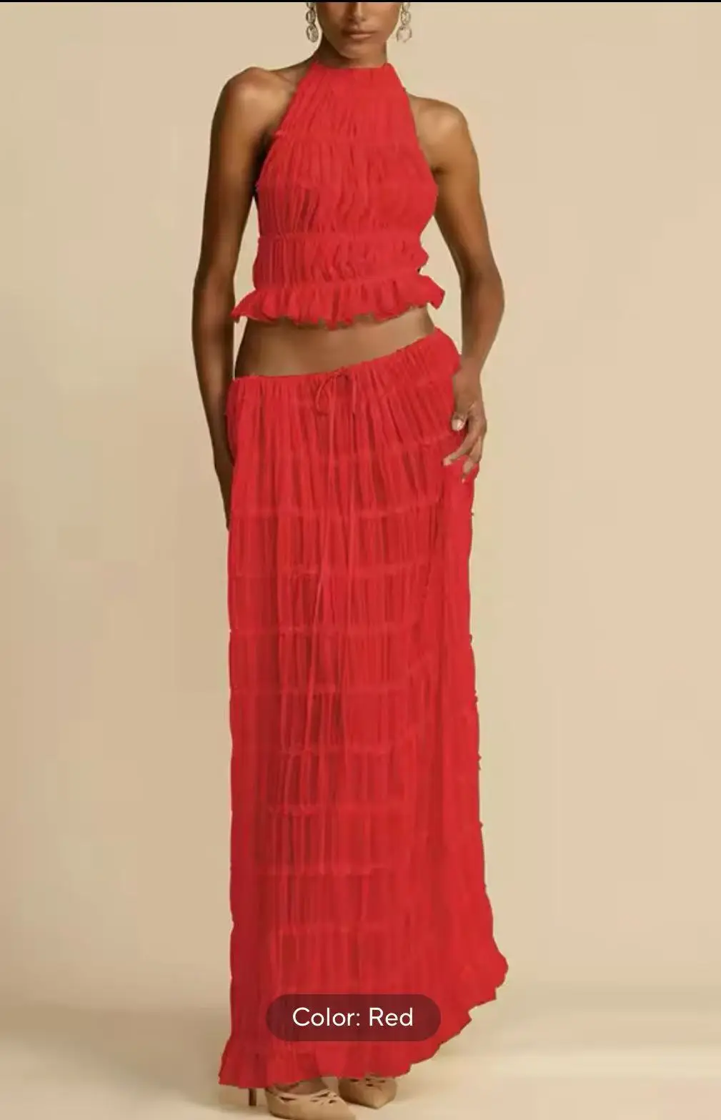 Lady Purple Sexy Summer Set Woman Two Piece Suit Backless Hanging Neck Suspender Drawstring Chiffon Pleated Long Skirt
Lady Purple Sexy Summer Set Woman Two Piece Suit Backless Hanging Neck Suspender Drawstring Chiffon Pleated Long Skirt