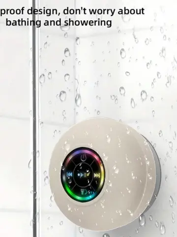Mini Bluetooth Speaker Portable Waterproof Suction Cup Wireless Handsfree Speakers Illuminated LED Light for Showers Pool Car