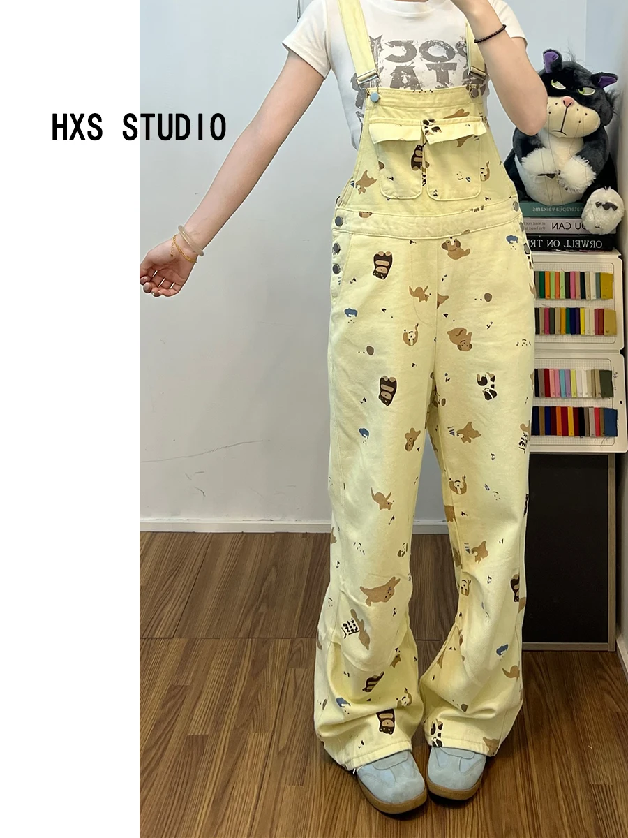 American Cartoon Bear Denim Overalls Women's Loose Fitting Straight Leg Jumpsuit Spring New Sle Light Beige Color
American Cartoon Bear Denim Overalls Women's Loose Fitting Straight Leg Jumpsuit Spring New Sle Light Beige Color
