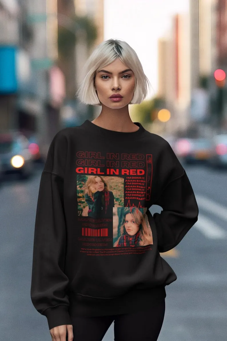 Vintage Girl in Red Singer Sweatshirt, Retro Music Tee, Indie Pop Fan Gift, Red Graphic T-shirt Unique Gift for Fans BG203
Vintage Girl in Red Singer Sweatshirt, Retro Music Tee, Indie Pop Fan Gift, Red Graphic T-shirt Unique Gift for Fans BG203