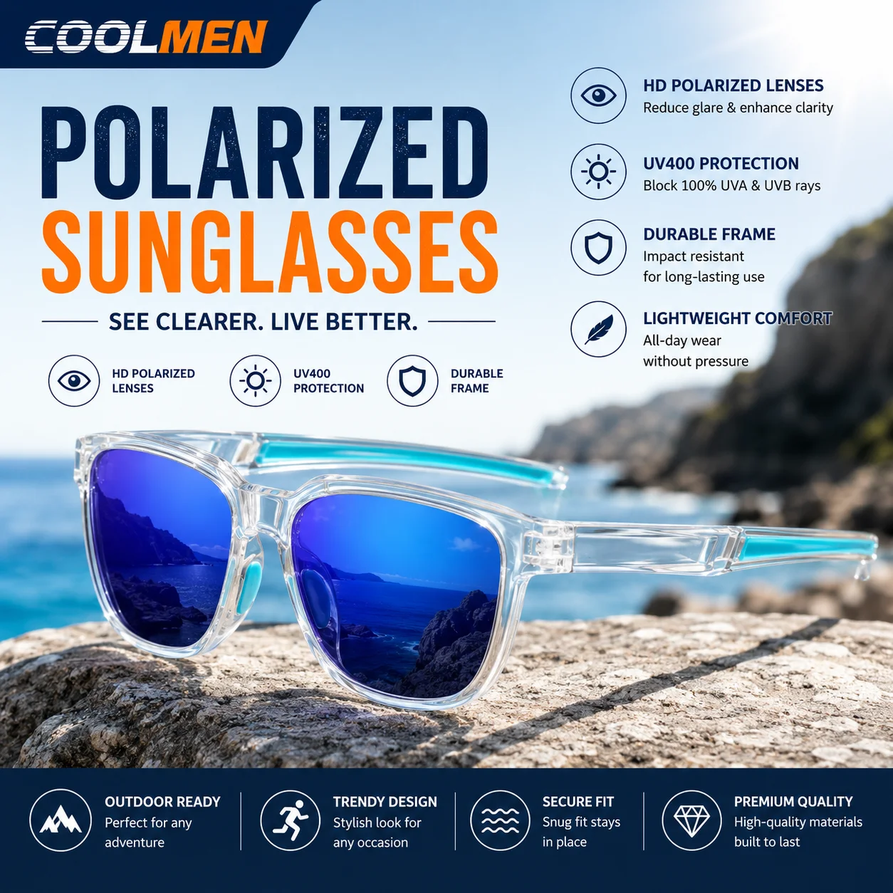 COOLMEN Polarized Sports Sunglasses for Men Women UV400 Fishing Outdoor Cycling Hiking Running Climbing Driving Shades
COOLMEN Polarized Sports Sunglasses for Men Women UV400 Fishing Outdoor Cycling Hiking Running Climbing Driving Shades