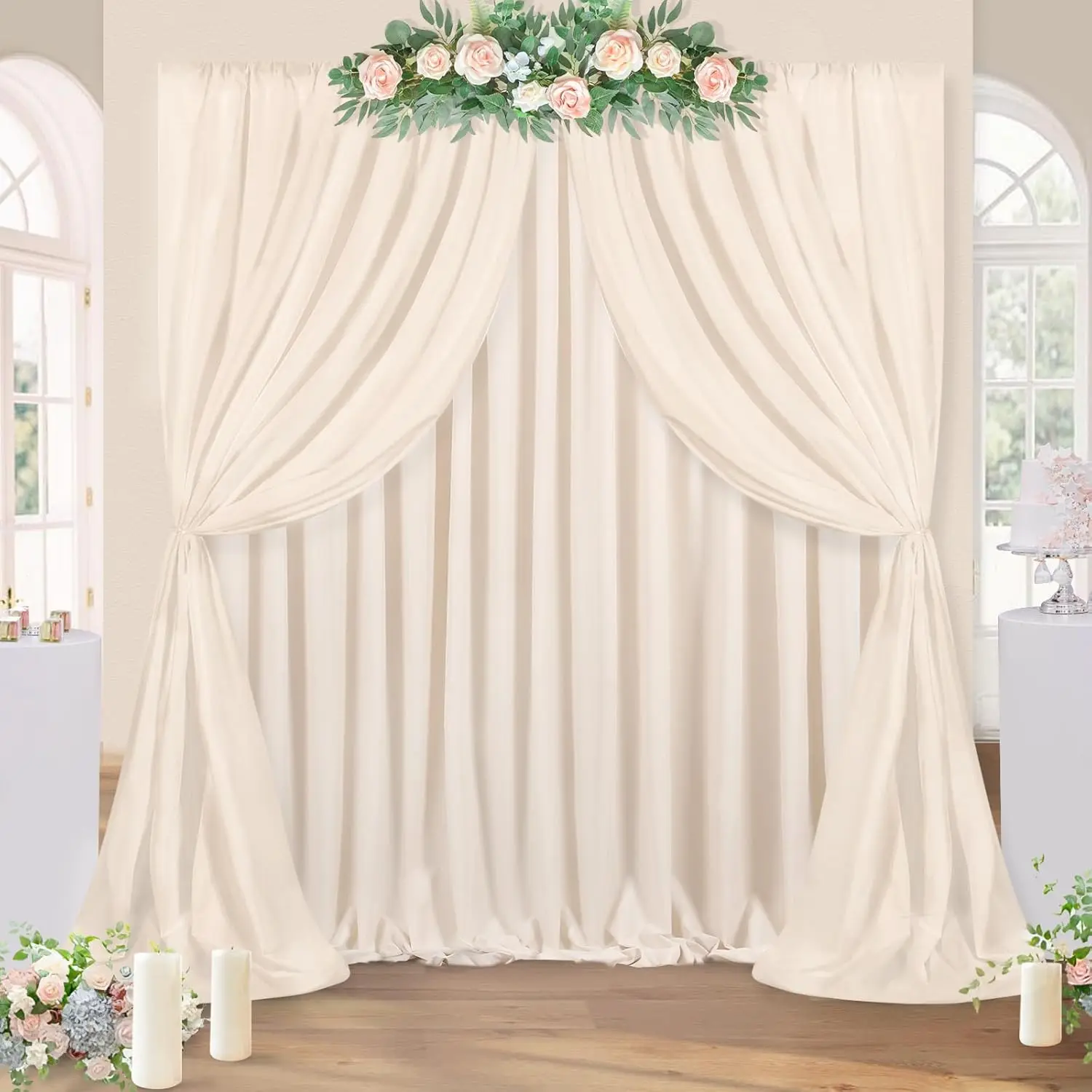 Wrinkle Free Ivory Backdrop Curtains (4-6 Panels) 5ft x 10ft Polyester Wedding Backdrop Drapes for Arch Party Stage Ceremony Pho
Wrinkle Free Ivory Backdrop Curtains (4-6 Panels) 5ft x 10ft Polyester Wedding Backdrop Drapes for Arch Party Stage Ceremony Pho