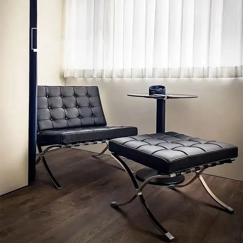 Customized living room balcony single leather leisure chair designer retro sofa chair Barcelona chair cross-border supply
Customized living room balcony single leather leisure chair designer retro sofa chair Barcelona chair cross-border supply