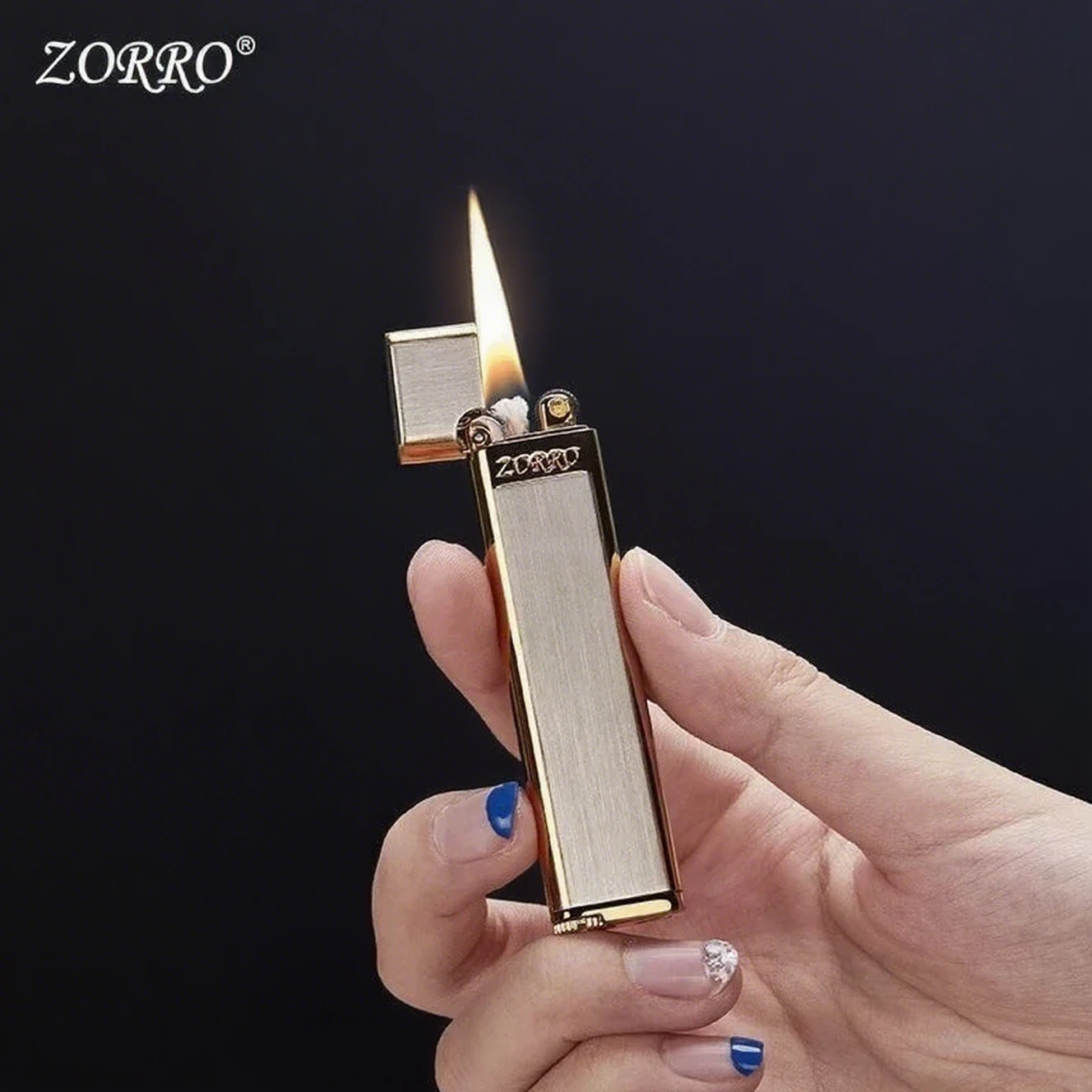 Zorro Ultra-thin Metal Lamp Oil Lighter Creative Grinding Wheel Portable Men's Smoking Ignition Accessories Gadgets Gifts.
Zorro Ultra-thin Metal Lamp Oil Lighter Creative Grinding Wheel Portable Men's Smoking Ignition Accessories Gadgets Gifts.