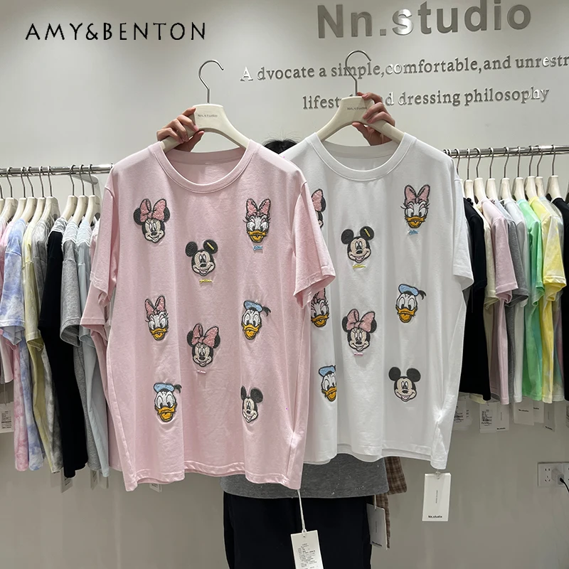 Heavy Industry T-shirt Women's 2025 Summer Diamond-encrusted Cartoon Printing Loose Oversized Medium And Long Half-sleeved Top
Heavy Industry T-shirt Women's 2025 Summer Diamond-encrusted Cartoon Printing Loose Oversized Medium And Long Half-sleeved Top