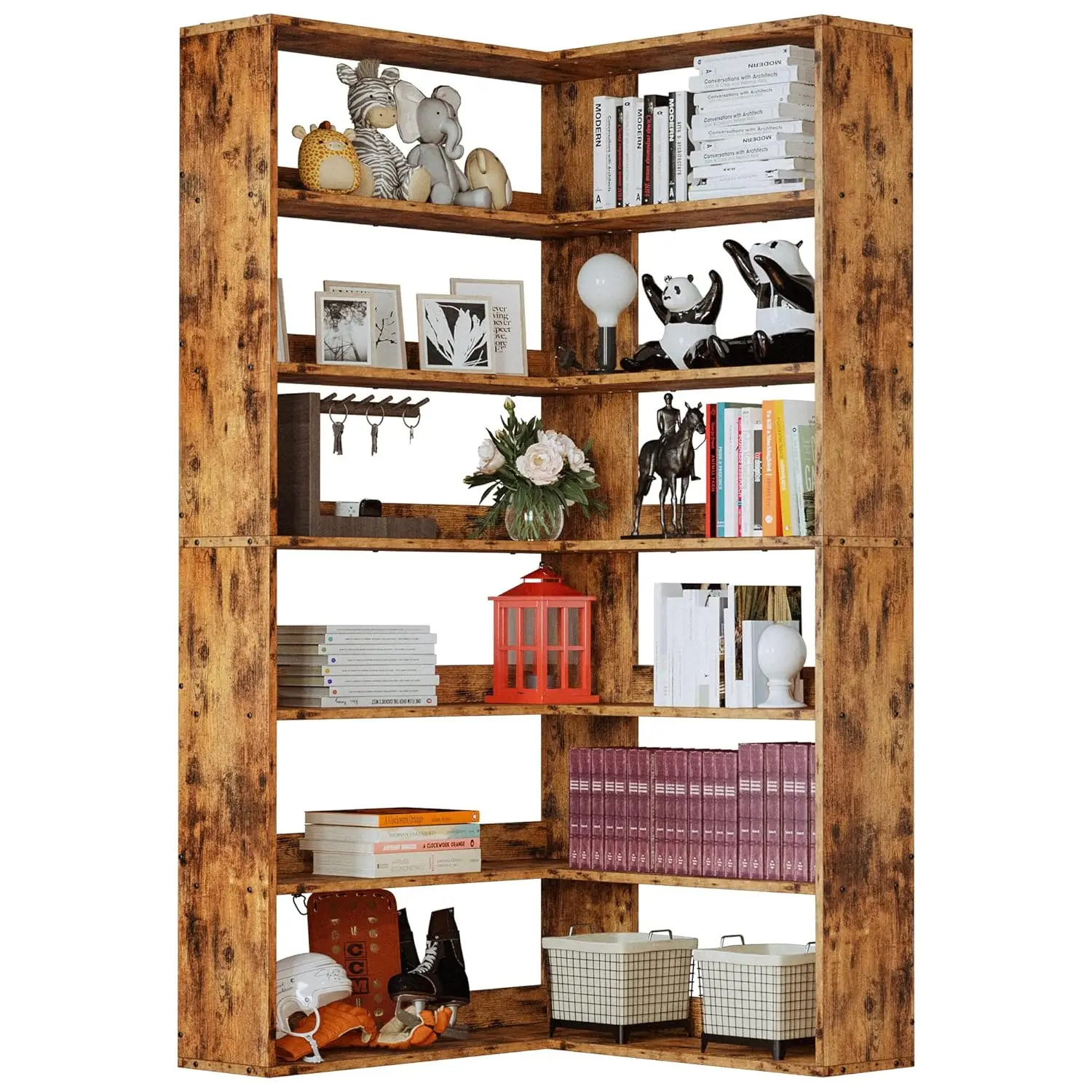Corner Bookshelf, Bookshelves 6 Tiers with Baffles Industrial Large Corner Etagere Bookcase Storage Display Rack, Customized
Corner Bookshelf, Bookshelves 6 Tiers with Baffles Industrial Large Corner Etagere Bookcase Storage Display Rack, Customized