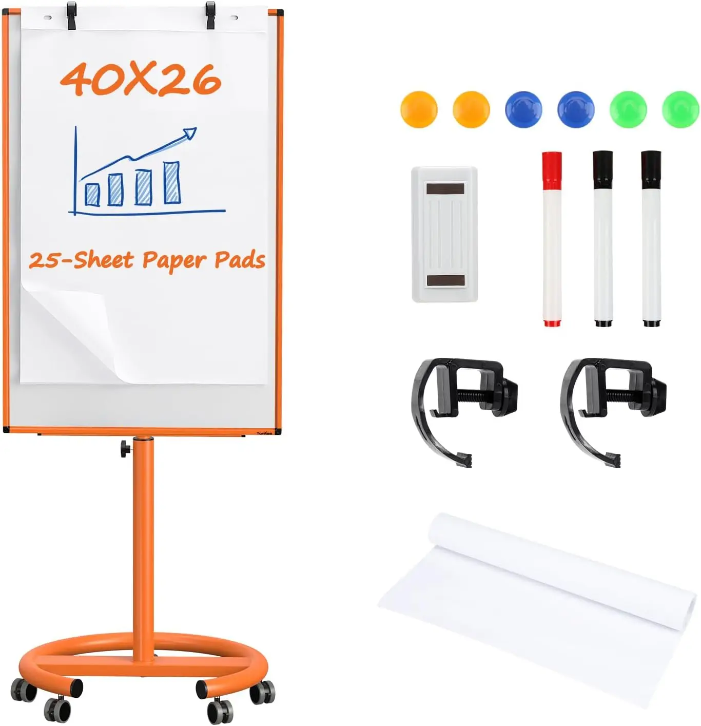 Mobile Whiteboard 40x26 Inches Magnetic Dry Erase Board on Wheels with Flip Chart Paper for Classroom Office Home
Mobile Whiteboard 40x26 Inches Magnetic Dry Erase Board on Wheels with Flip Chart Paper for Classroom Office Home
