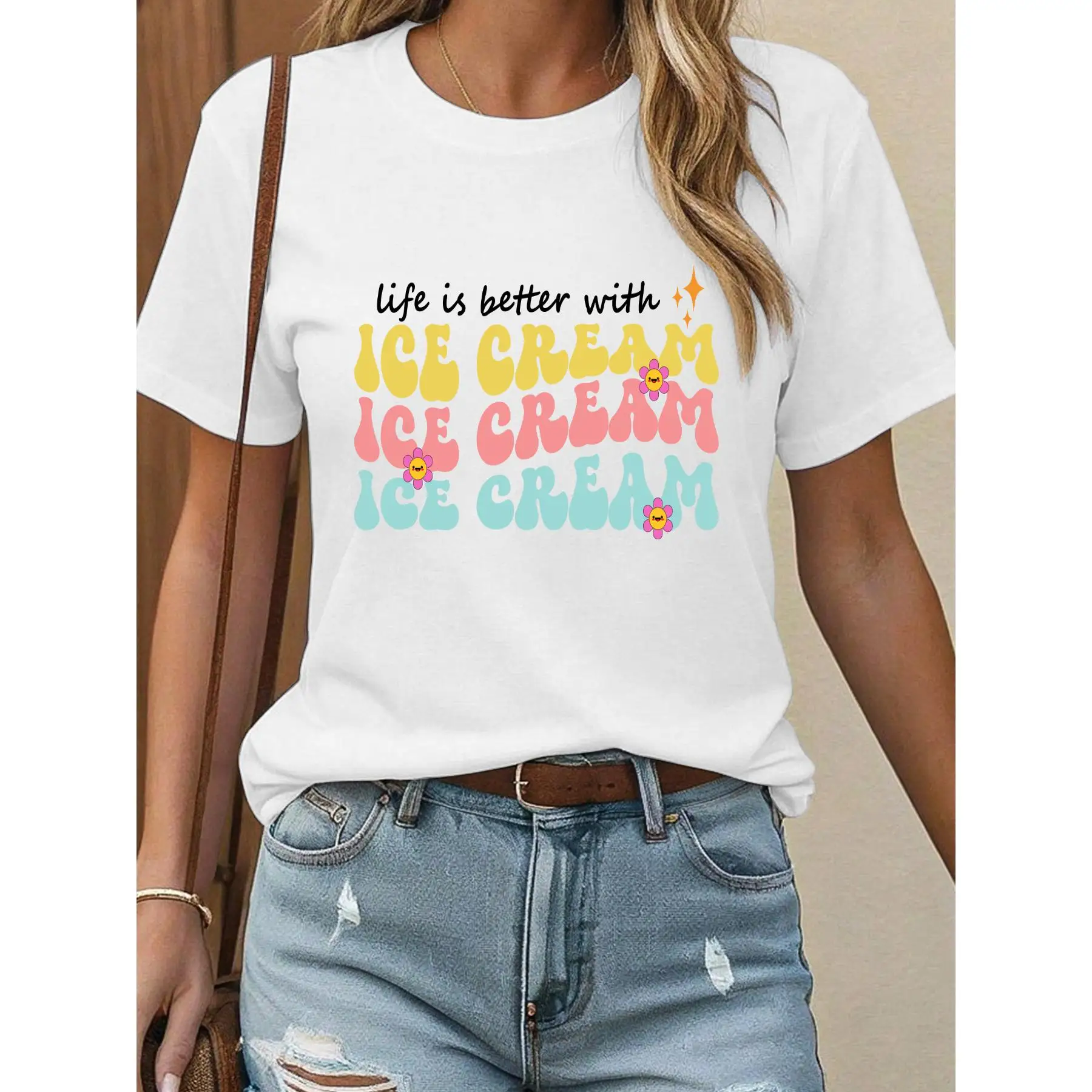 Funny Ice Cream T-Shirt Women Retro Graphic Tee "Life Is Better With Ice Cream" Humor Foodie Gift Cotton Top
Funny Ice Cream T-Shirt Women Retro Graphic Tee "Life Is Better With Ice Cream" Humor Foodie Gift Cotton Top