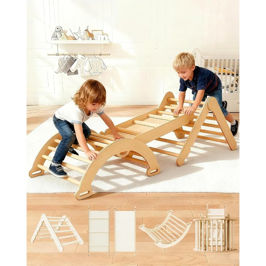 Складной деревянный пиклер 9 в 1, треугольный набор для домашней игровой площадки, тренажерного зала в джунглях с аркой, лестницей, Монтессори, игрушка для скалолазания Natur
Складной деревянный пиклер 9 в 1, треугольный набор для домашней игровой площадки, тренажерного зала в джунглях с аркой, лестницей, Монтессори, игрушка для скалолазания Natur