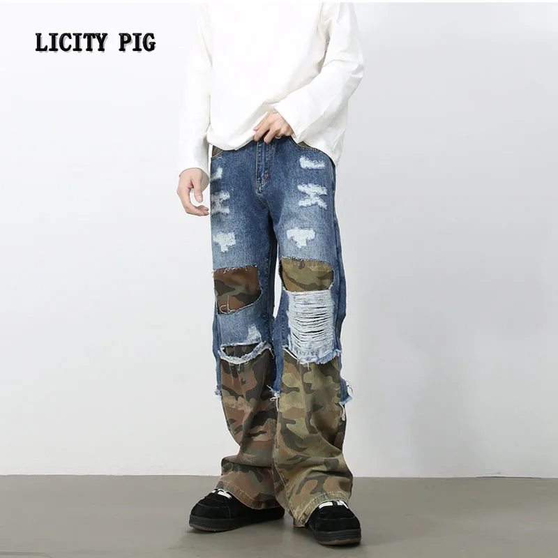 Split Joint Camouflage Ripped Jeans Pants Men Designer Loose Jeans Men High End Wide Leg Pants Winter Straight Jeans Streetwear
Split Joint Camouflage Ripped Jeans Pants Men Designer Loose Jeans Men High End Wide Leg Pants Winter Straight Jeans Streetwear