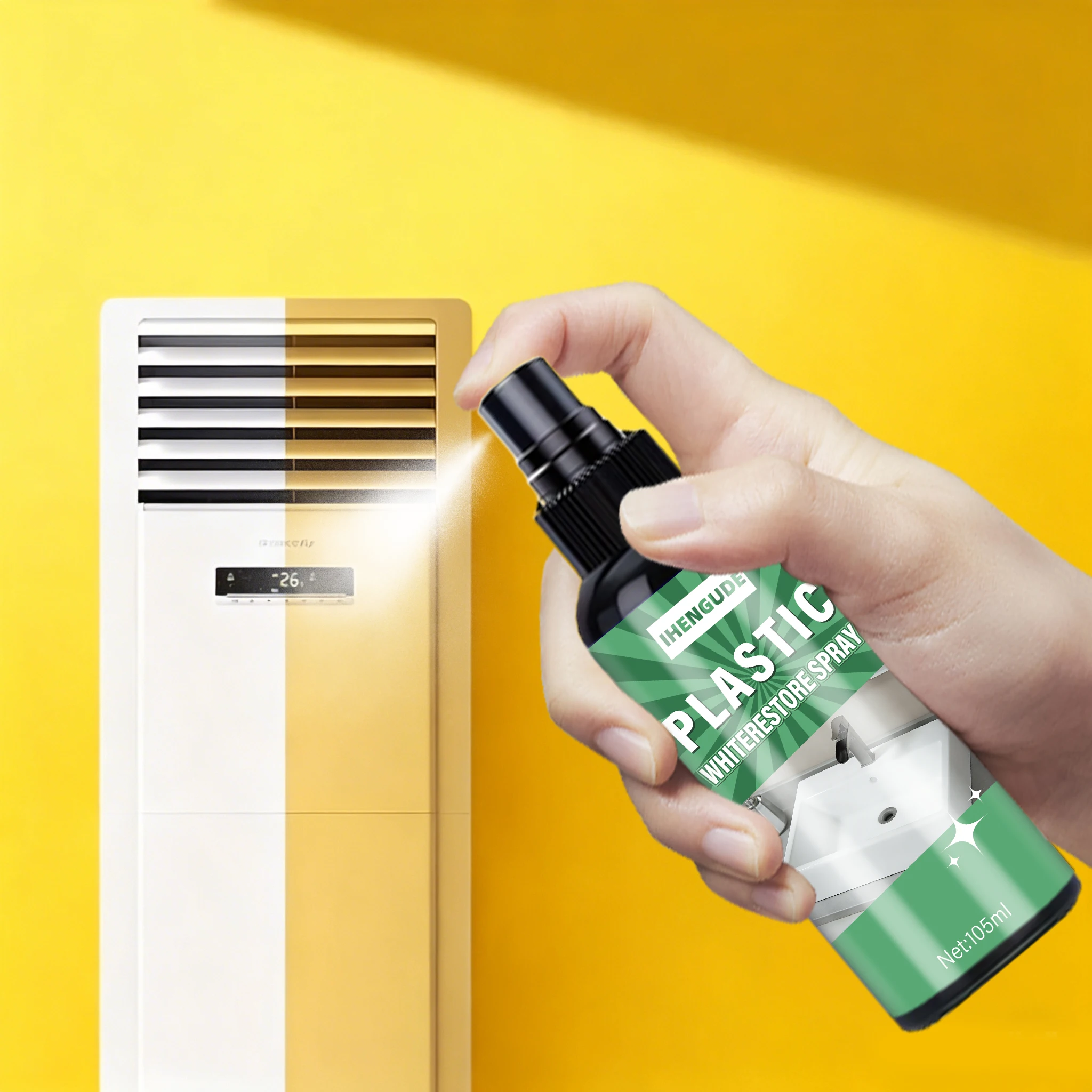 Plastic and Rubber Yellowing Remover and Restorer - Instantly Removes Oxidation and Repairs Scratches on Air Conditioners, Cars, and Furniture Spray
Plastic and Rubber Yellowing Remover and Restorer - Instantly Removes Oxidation and Repairs Scratches on Air Conditioners, Cars, and Furniture Spray