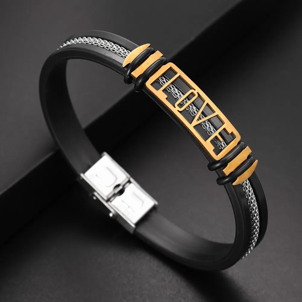Trend Silicone Stainless Steel LOVE Bracelet Charming Men's Bracelet New Fashion Jewelry Accessories Party Valentine's Day Gift
Trend Silicone Stainless Steel LOVE Bracelet Charming Men's Bracelet New Fashion Jewelry Accessories Party Valentine's Day Gift