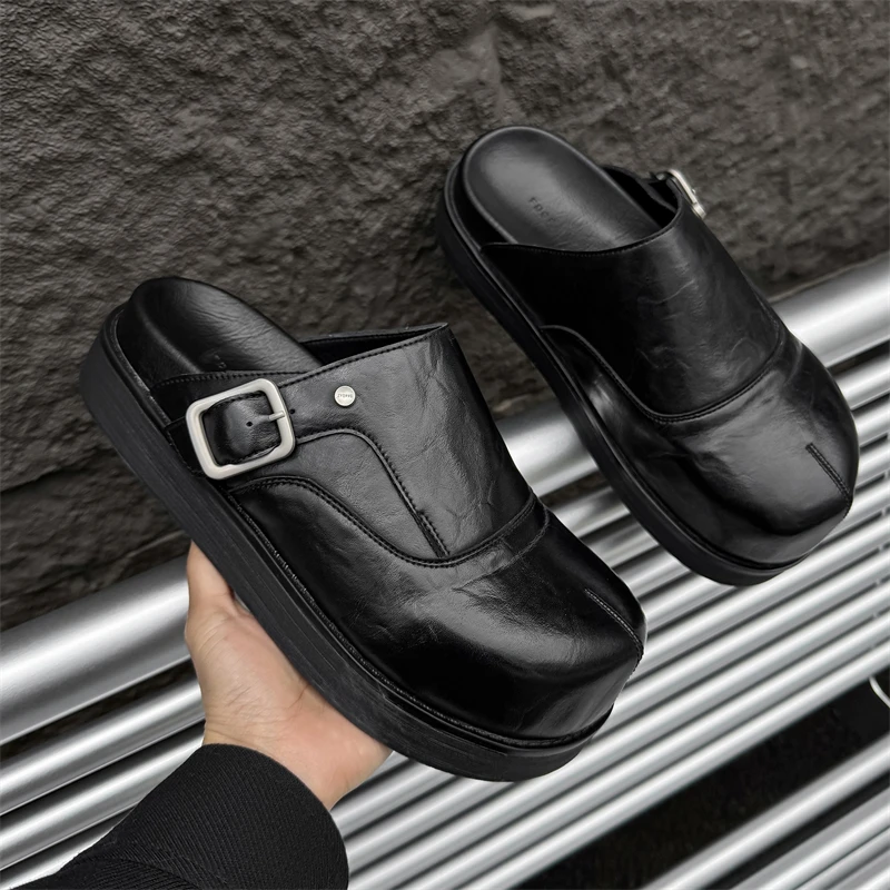 Summer new high-end men shoes Boken half slippers retro thick soled belt buckle decoration suitable for casual men shoes
Summer new high-end men shoes Boken half slippers retro thick soled belt buckle decoration suitable for casual men shoes