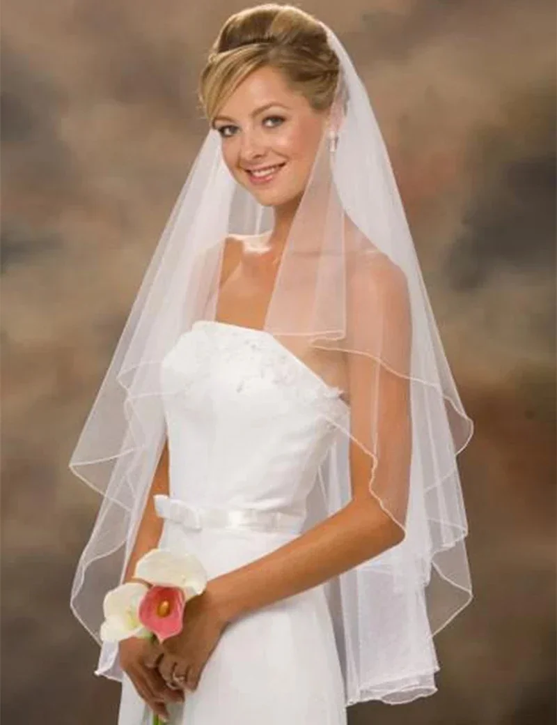 New Arrival Wedding Accessories Two Layer Ribbon Edge White Ivory Bridal Veil With Comb
New Arrival Wedding Accessories Two Layer Ribbon Edge White Ivory Bridal Veil With Comb