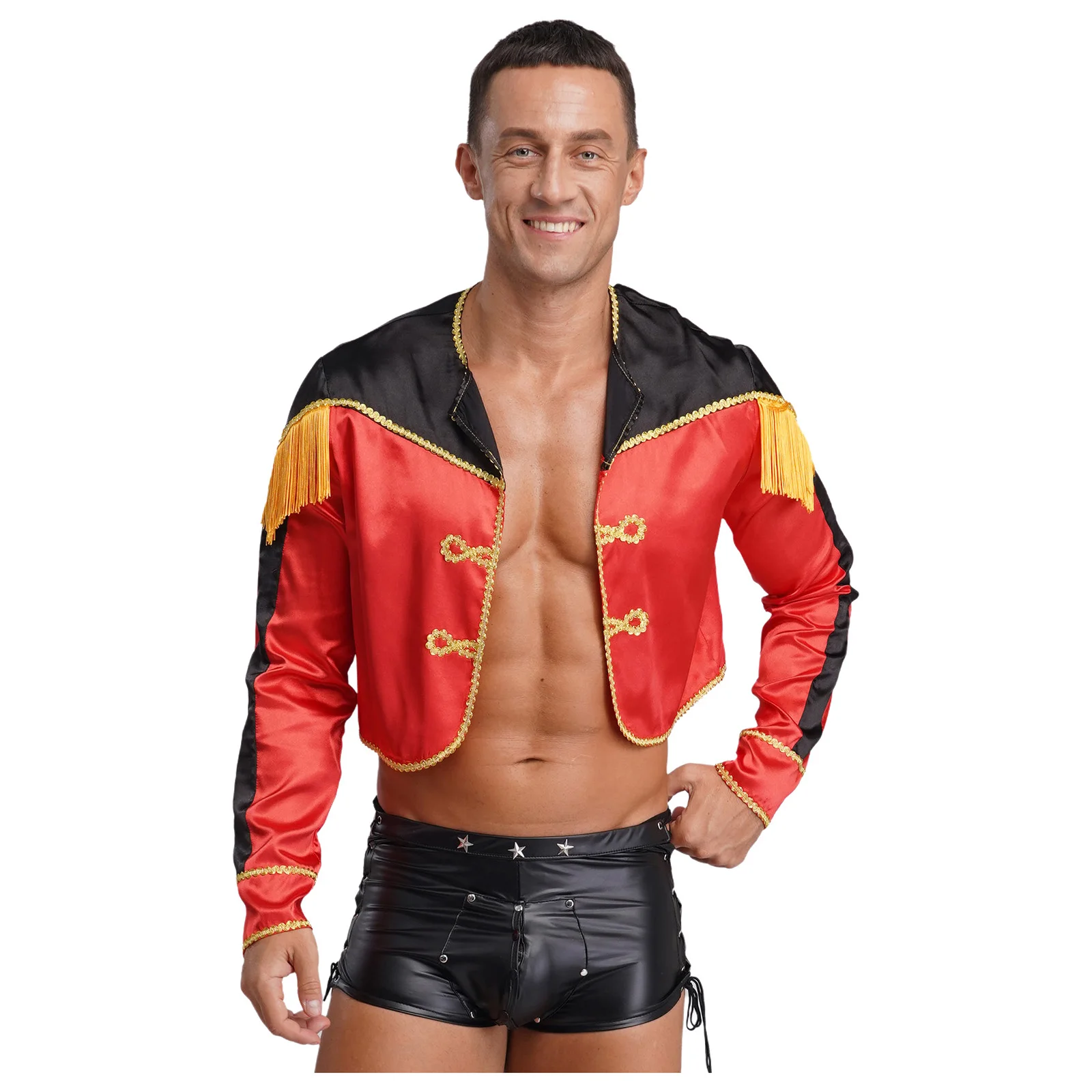 Men's Royal Prince Circus Honor Guard Role Play Performance Coats Long Sleeve Tassels Satin Crop Jacket for Party Halloween
Men's Royal Prince Circus Honor Guard Role Play Performance Coats Long Sleeve Tassels Satin Crop Jacket for Party Halloween