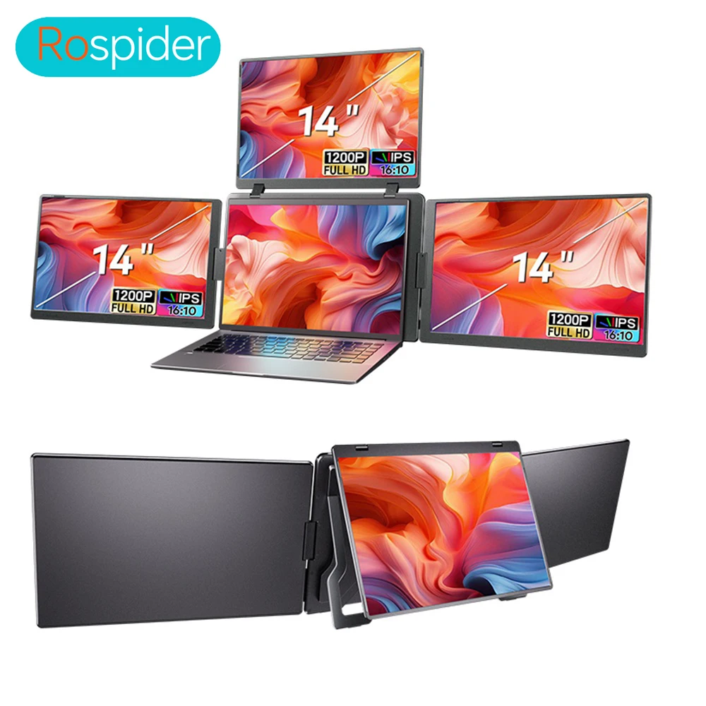 Rospider 14 15.6 inch Triple Screen Extender Laptop Monitor IPS FHD Quad Display Portable Foldable Extended for MacBook Windows
Rospider 14 15.6 inch Triple Screen Extender Laptop Monitor IPS FHD Quad Display Portable Foldable Extended for MacBook Windows