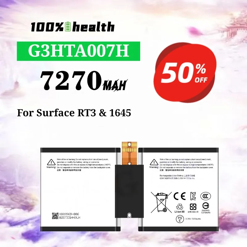 G3HTA007H 7270mAh High-Capacity Laptop Battery for Microsoft Surface RT3/1645 Lithium Rechargeable Battery
G3HTA007H 7270mAh High-Capacity Laptop Battery for Microsoft Surface RT3/1645 Lithium Rechargeable Battery