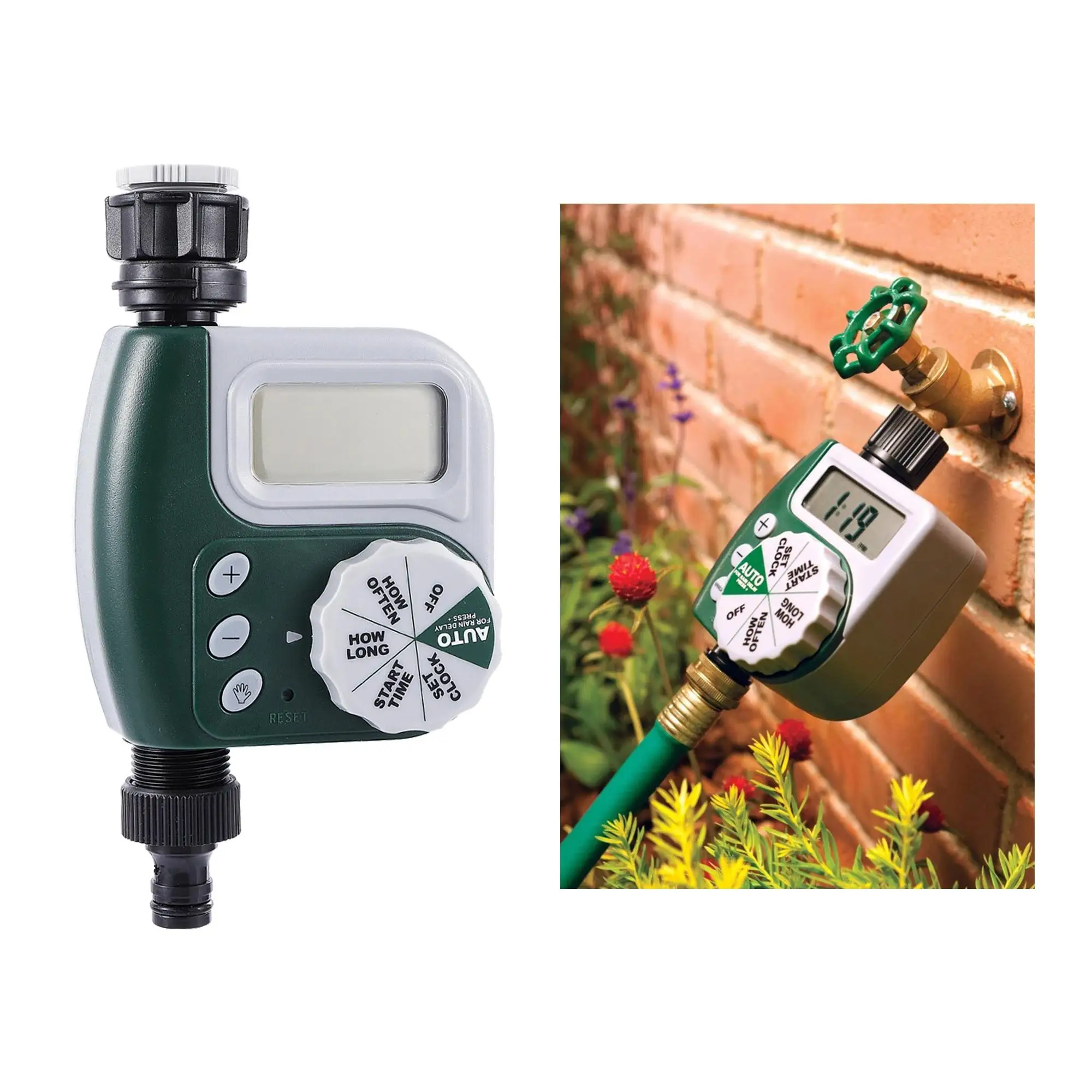 Automatic Watering Timer Garden LCD Display Programmable Outdoor Delay/Manual/Automatic Timer with System Watering Rain Hose
Automatic Watering Timer Garden LCD Display Programmable Outdoor Delay/Manual/Automatic Timer with System Watering Rain Hose