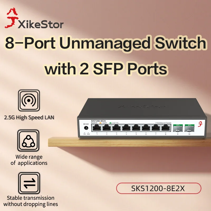 XikeStor 10-портовый Ethernet-коммутатор Plug & Play Неуправляемый с портом RJ45 8*2,5G и 2*10G SFP+
XikeStor 10-портовый Ethernet-коммутатор Plug & Play Неуправляемый с портом RJ45 8*2,5G и 2*10G SFP+