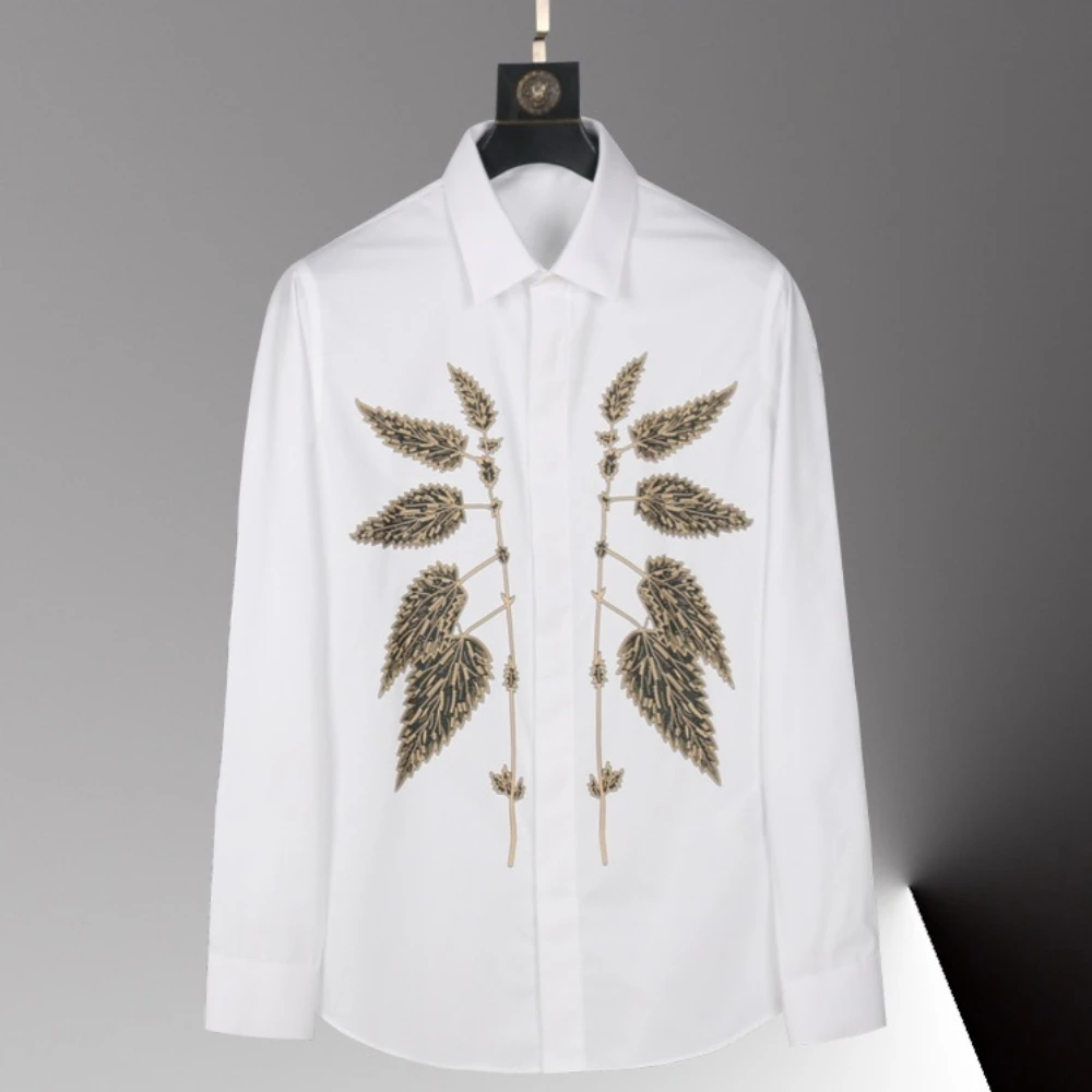 Brand Leaf Printed Long Sleeve Shirt Men High Quality Business Casual Formal Shirt Versatile Social Office Banquet Party Shirts
Brand Leaf Printed Long Sleeve Shirt Men High Quality Business Casual Formal Shirt Versatile Social Office Banquet Party Shirts