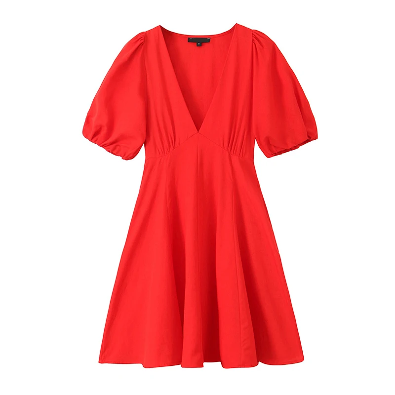 Summer Women Vintage Puff Sleeve V Neck Red Dress Pretty Girl A-line Mini Casual Party Robe Graduation Dress Short
Summer Women Vintage Puff Sleeve V Neck Red Dress Pretty Girl A-line Mini Casual Party Robe Graduation Dress Short