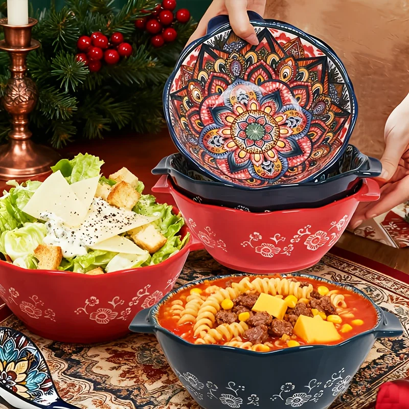 4pcs Zenora 84.54oz Bohe Ceramic Serving Bowl, Ramen Bowl, Soup Bowl, Salad Bowl, Backing Dish/ Thick Walled, Heat-proof, Chip R
4pcs Zenora 84.54oz Bohe Ceramic Serving Bowl, Ramen Bowl, Soup Bowl, Salad Bowl, Backing Dish/ Thick Walled, Heat-proof, Chip R