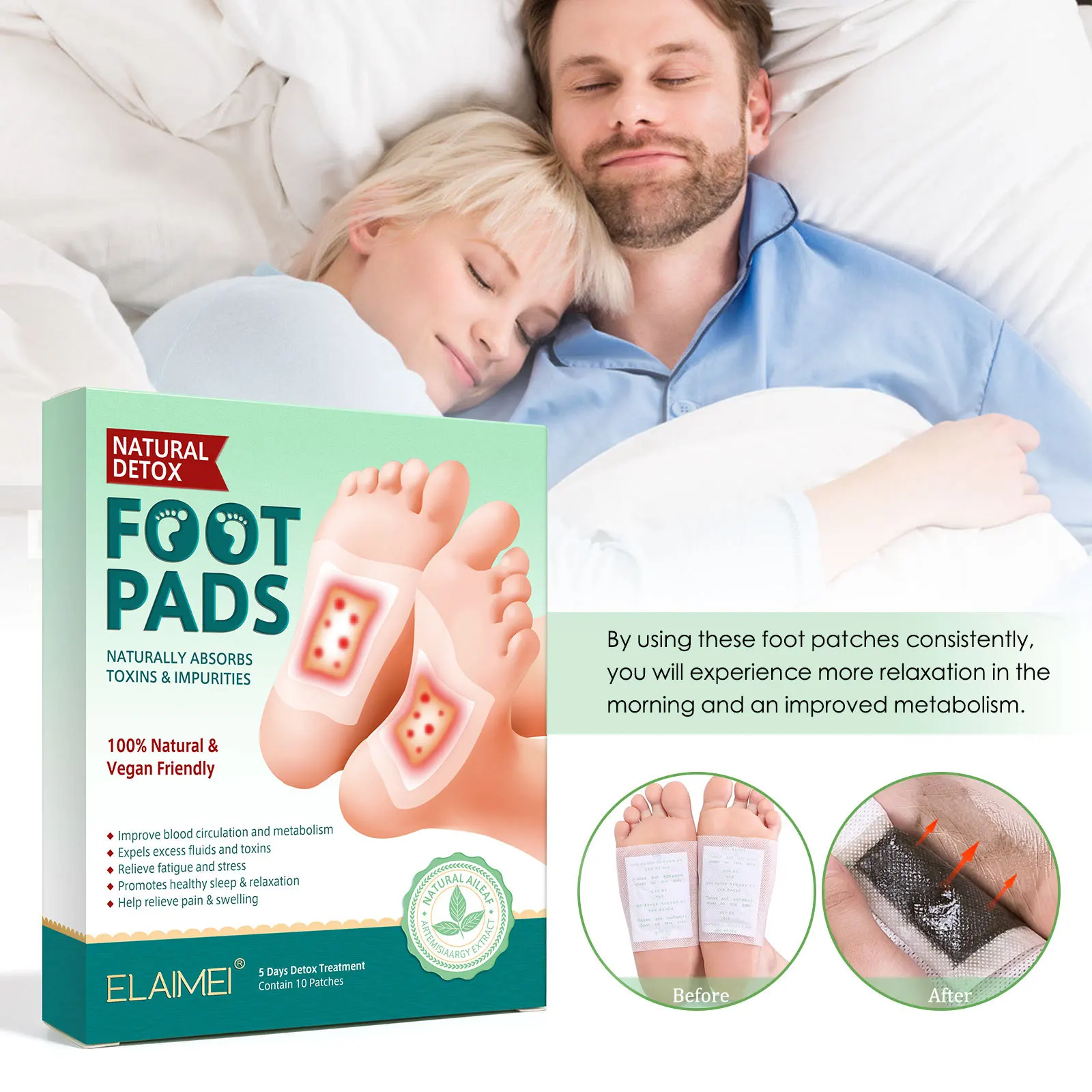 10 Sticks To Improve Sleep Dehumidification ELAIMEI Foot Stick Wormwood, Bamboo Vinegar, Ginger Foot Stick
10 Sticks To Improve Sleep Dehumidification ELAIMEI Foot Stick Wormwood, Bamboo Vinegar, Ginger Foot Stick