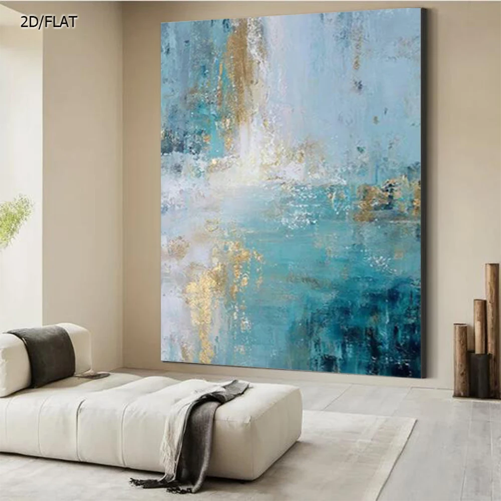 100% Handmade Abstract Oil Painting on Canvas - Blue-Gold Wall Art Picture Decor Home Living Room - Unique Home Decorative Image
100% Handmade Abstract Oil Painting on Canvas - Blue-Gold Wall Art Picture Decor Home Living Room - Unique Home Decorative Image