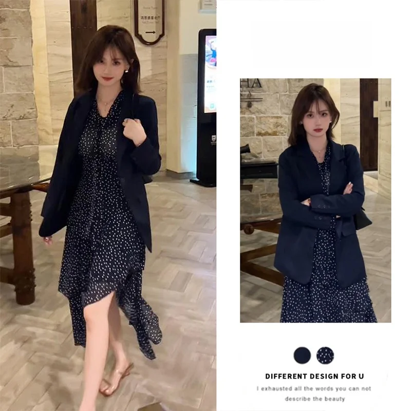 Slimming Korean Style Winter New Arrival Two Piece Set with Polka Dot Dress And Suit Jacket in Dark Blue Fashionable And Eleg...
Slimming Korean Style Winter New Arrival Two Piece Set with Polka Dot Dress And Suit Jacket in Dark Blue Fashionable And Eleg...