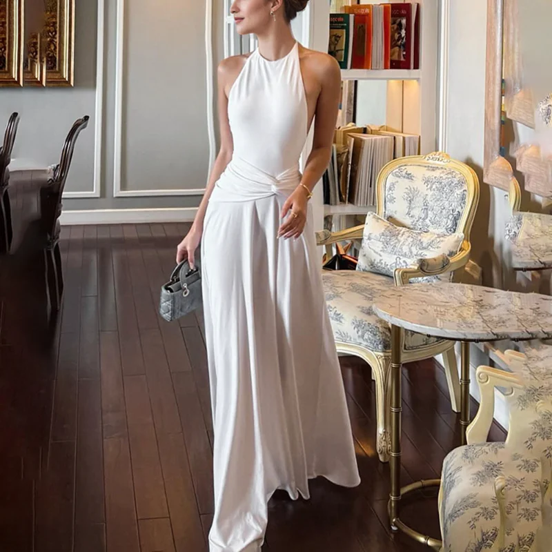 Talenza White Neck Long Dresses Women's Sexy Sleeveless Backless Pleated Long Dresses Casual Summer Female Party Evening Dresses
Talenza White Neck Long Dresses Women's Sexy Sleeveless Backless Pleated Long Dresses Casual Summer Female Party Evening Dresses