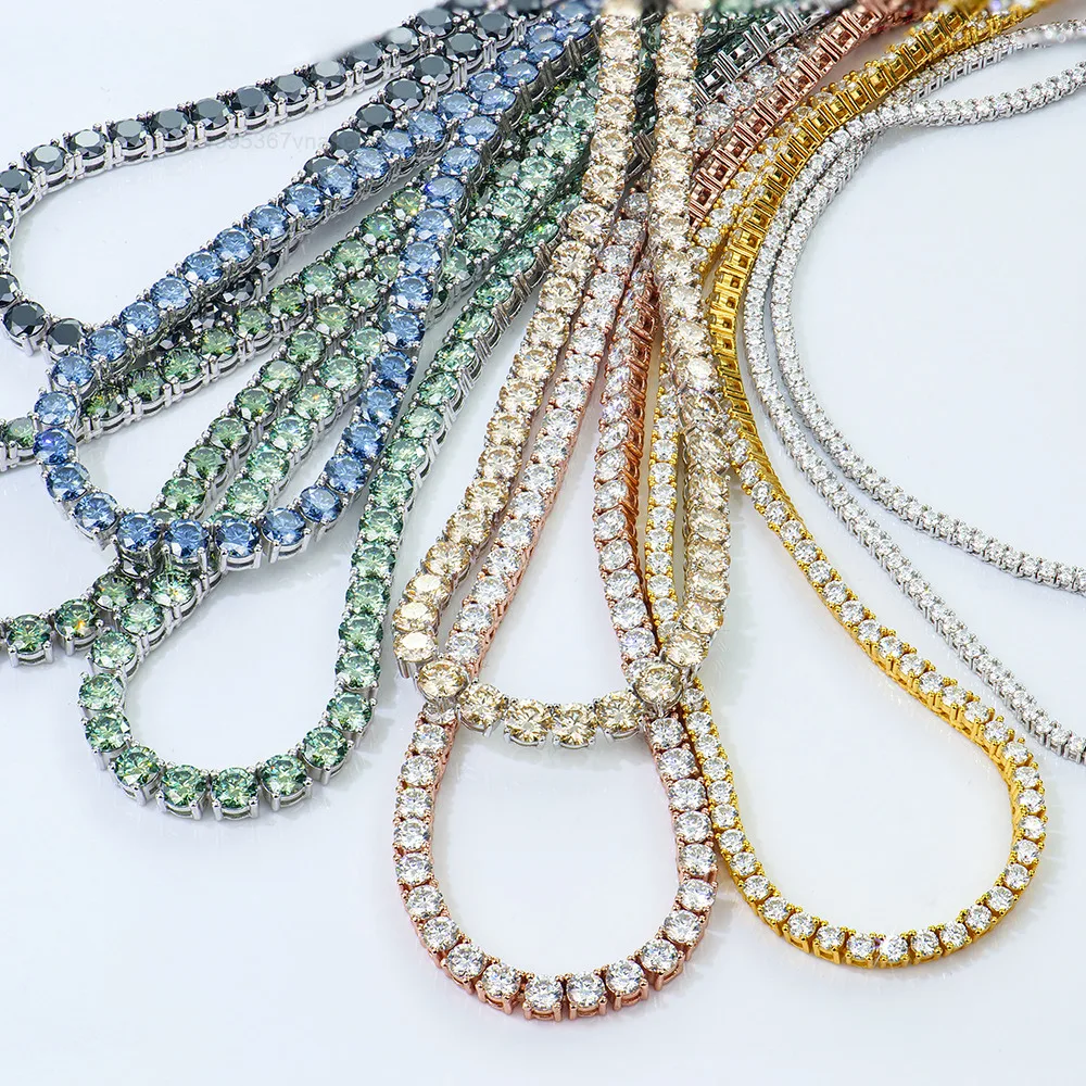 Custom Wholesale 925 Silver Jewelry Ice Mossanite Moissanite Colorful champagne Green Black Blue Tennis 925 Link Necklace Chain
Custom Wholesale 925 Silver Jewelry Ice Mossanite Moissanite Colorful champagne Green Black Blue Tennis 925 Link Necklace Chain