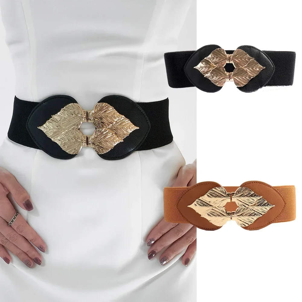 Women's Elastic Wide Waist Seal Retro Fashion Dress Coat Decoration Corset Metal Leaf Buckle Belts for Women Ladies Waist Belt
Women's Elastic Wide Waist Seal Retro Fashion Dress Coat Decoration Corset Metal Leaf Buckle Belts for Women Ladies Waist Belt