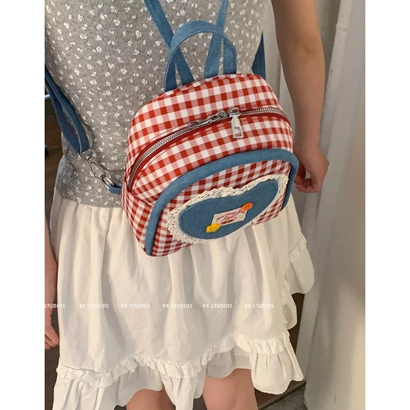College Style 2025 New Fashionable Backpack Cartoon Cute Backpack Checkered Canvas Bag for Women
College Style 2025 New Fashionable Backpack Cartoon Cute Backpack Checkered Canvas Bag for Women