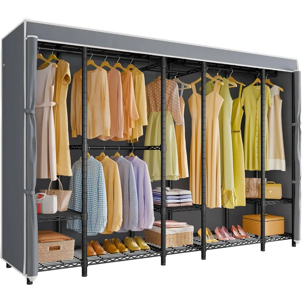 Extra Large Coverd Clothes Rack, Black Portable Closet Rack with Grey Cover, Multi-Functional Freestanding Wardrobe Closet Heavy
Extra Large Coverd Clothes Rack, Black Portable Closet Rack with Grey Cover, Multi-Functional Freestanding Wardrobe Closet Heavy