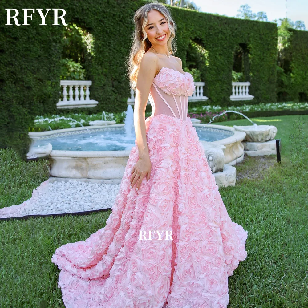 RFYR A Line Party Dress 3D Flowers Evening Gowns Luxury Pink Prom Gowns Elegant Gala Dress Fairy فساتين مناسبة رسمية Customized
RFYR A Line Party Dress 3D Flowers Evening Gowns Luxury Pink Prom Gowns Elegant Gala Dress Fairy فساتين مناسبة رسمية Customized