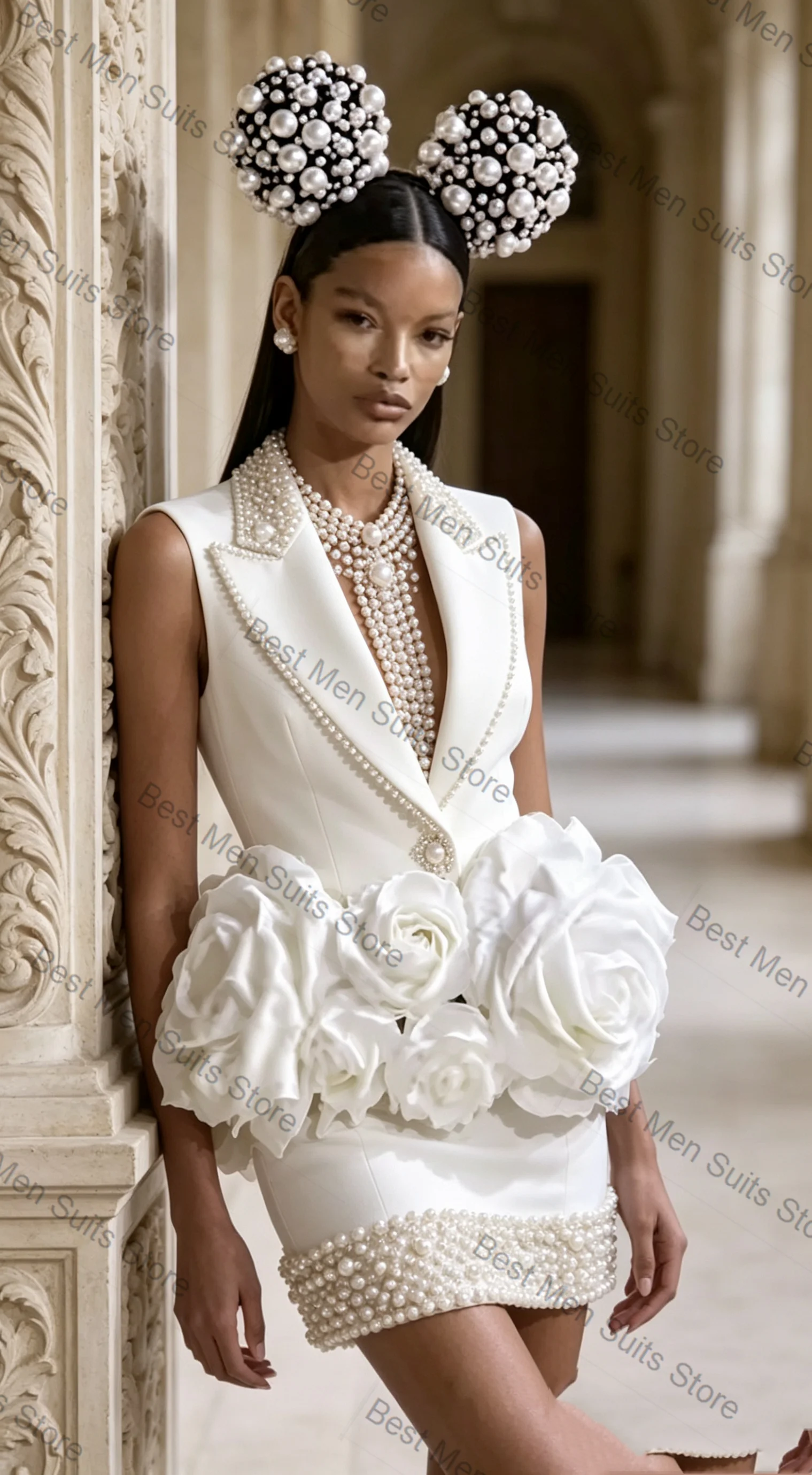 Summer Pearls Women Suit Set 2 Pcs Vest Prom Dress 3D Flower Formal Office Lady Jacket Customized Wedding Guest Coat Sleeveless
Summer Pearls Women Suit Set 2 Pcs Vest Prom Dress 3D Flower Formal Office Lady Jacket Customized Wedding Guest Coat Sleeveless