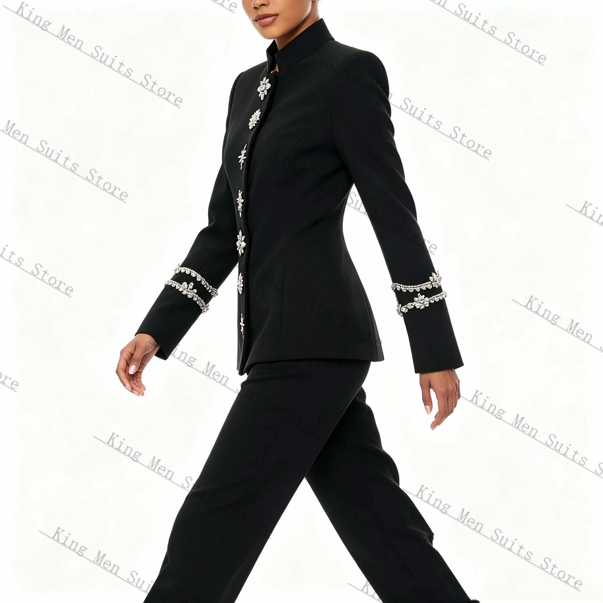 Crystals Formal Women Suits Set 2 Piece Black Blazer+Pants Trousers Cotton Customized Office Lady Jacket Wedding Prom Coat
Crystals Formal Women Suits Set 2 Piece Black Blazer+Pants Trousers Cotton Customized Office Lady Jacket Wedding Prom Coat