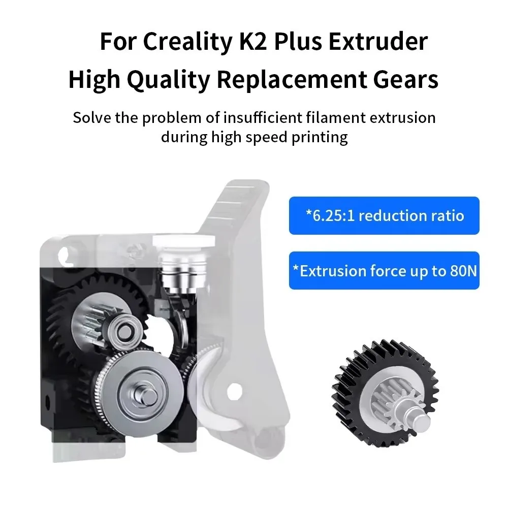 High Hardness 3D Printer Extruder Gear Kit Anti-vibration Stable Feeding Hardened Steel Extruder Wheel for Creality K2 Plus
High Hardness 3D Printer Extruder Gear Kit Anti-vibration Stable Feeding Hardened Steel Extruder Wheel for Creality K2 Plus