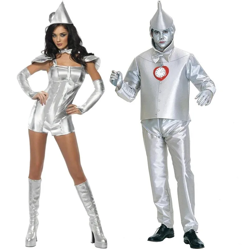 Cosplay Tin Man Costumes for Women and Men Skirt Couple Clothing Sexy Dress Female Adult Silver Alien Costume Top Pants Hat Set
Cosplay Tin Man Costumes for Women and Men Skirt Couple Clothing Sexy Dress Female Adult Silver Alien Costume Top Pants Hat Set