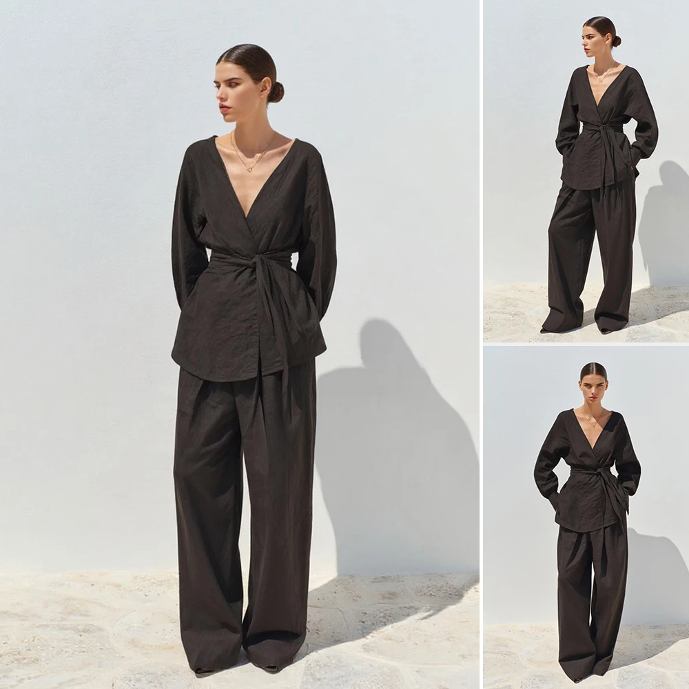 Mia Muse Boutique Autumn Winter Sets 2025 Women's Decent Plain Long Sleeve V-Neck Top Wide Leg Pants Work Sets
Mia Muse Boutique Autumn Winter Sets 2025 Women's Decent Plain Long Sleeve V-Neck Top Wide Leg Pants Work Sets