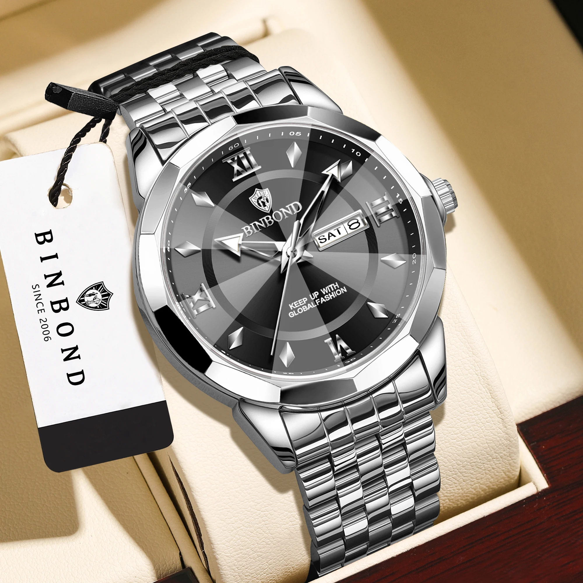 BINBOND Men's Quartz Watch - Accurate Luxury Luminous Waterproof Wristwatch with Week Display And Auto Date Function Durable
BINBOND Men's Quartz Watch - Accurate Luxury Luminous Waterproof Wristwatch with Week Display And Auto Date Function Durable