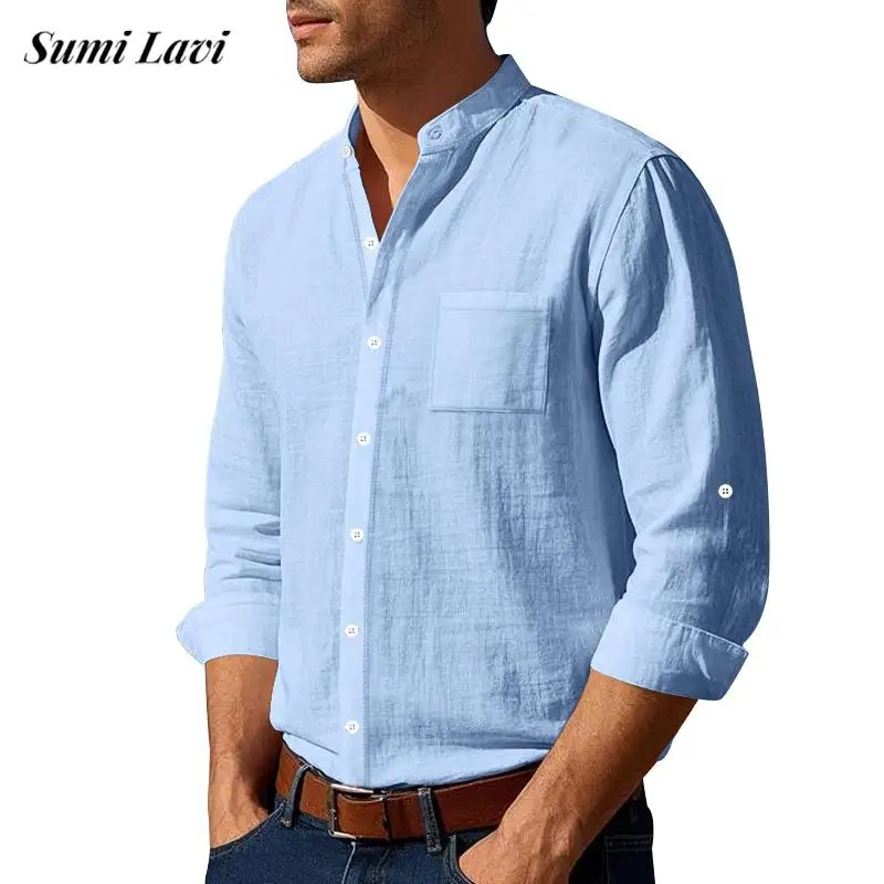 Daily Casual Breathable Linen Shirt Tops Men Vintage Stand Collar Button-up Loose Shirts Mens Spring Summer Fashion Linen Shirts
Daily Casual Breathable Linen Shirt Tops Men Vintage Stand Collar Button-up Loose Shirts Mens Spring Summer Fashion Linen Shirts