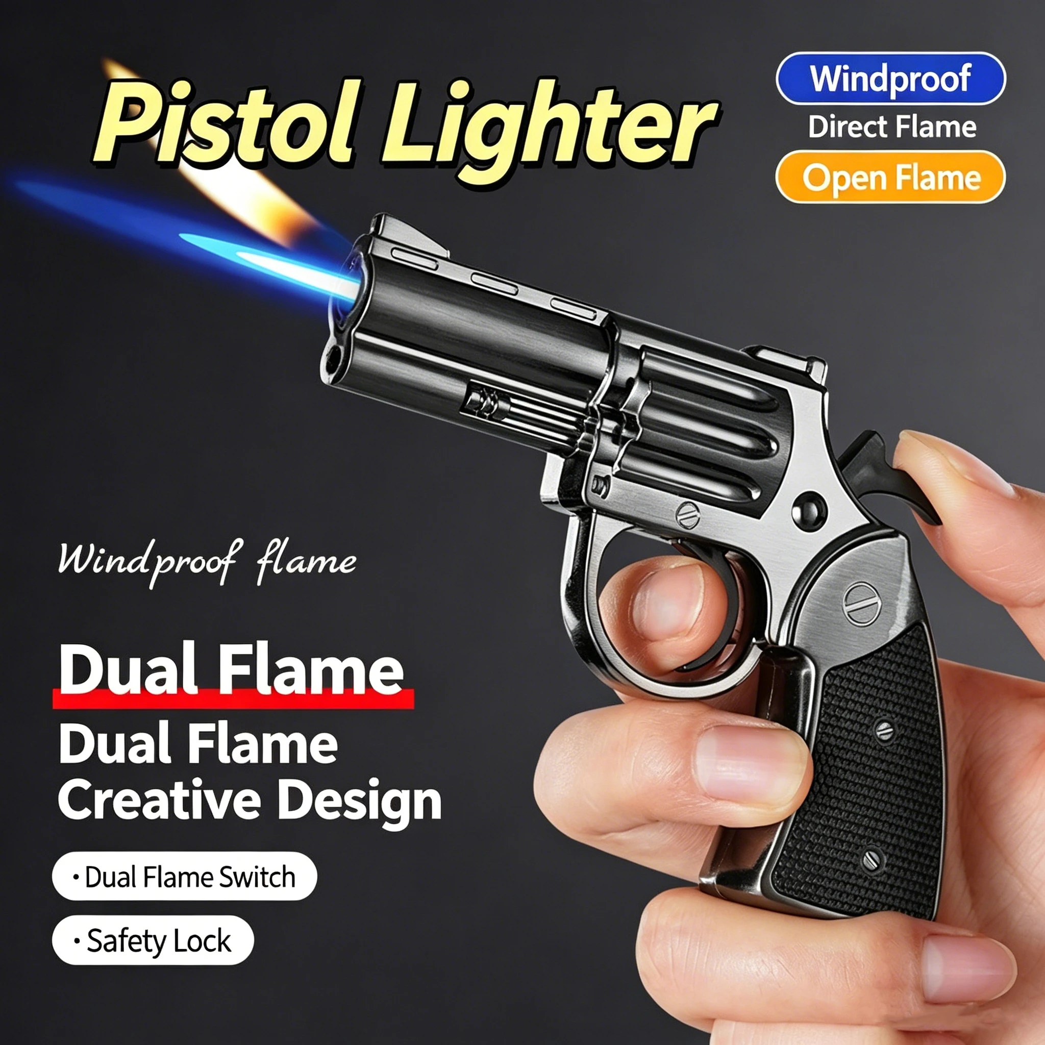 Gun Ignitor Windproof Metal Inflatable Cigar Lighter Inflatable Switchable Fire Pistol Cigarettes Lighters Smoking Accessories
Gun Ignitor Windproof Metal Inflatable Cigar Lighter Inflatable Switchable Fire Pistol Cigarettes Lighters Smoking Accessories