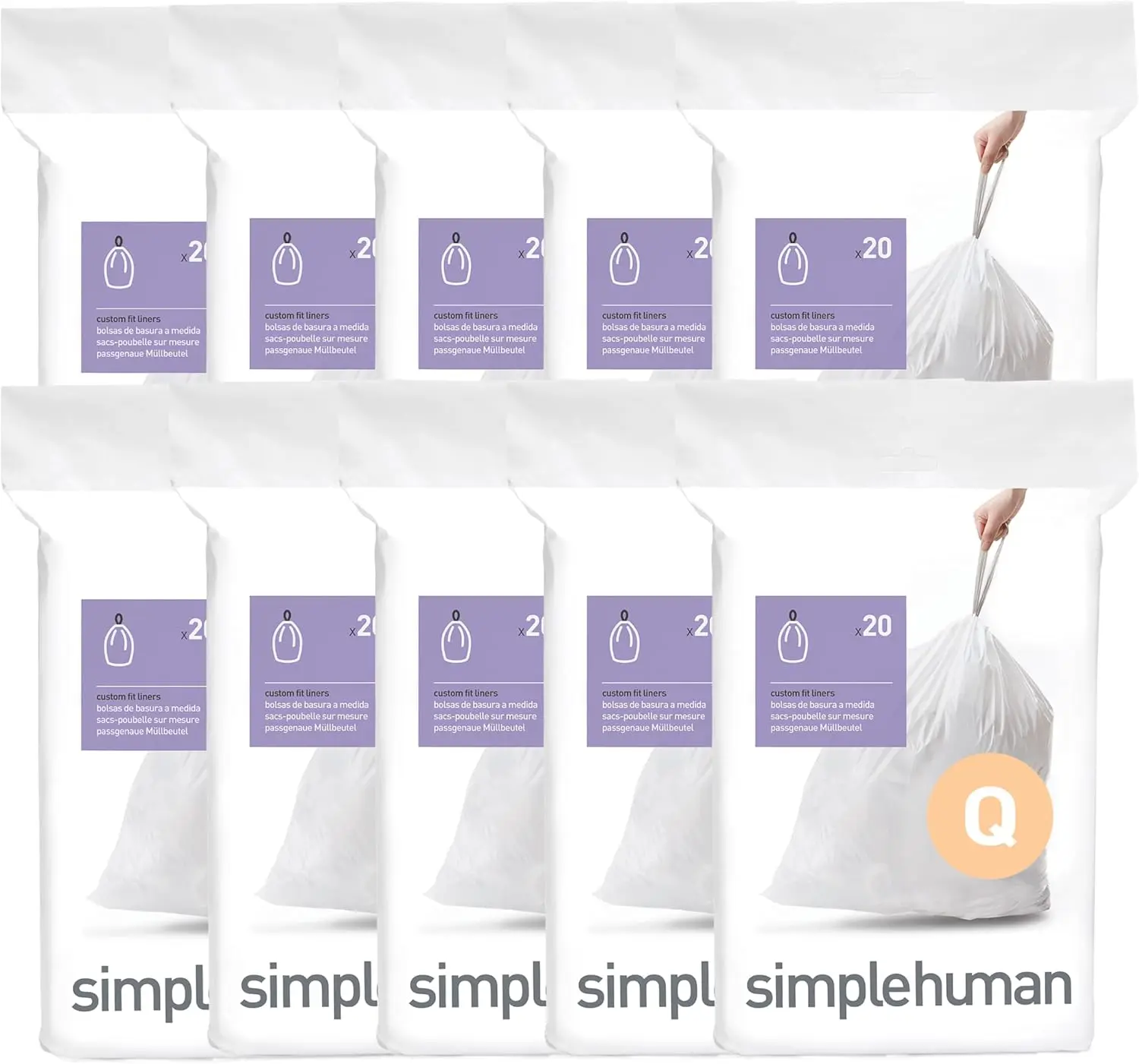 Custom Fit Trash Bags, 200 Count, Drawstring Liners for 50-65L Cans, White
Custom Fit Trash Bags, 200 Count, Drawstring Liners for 50-65L Cans, White