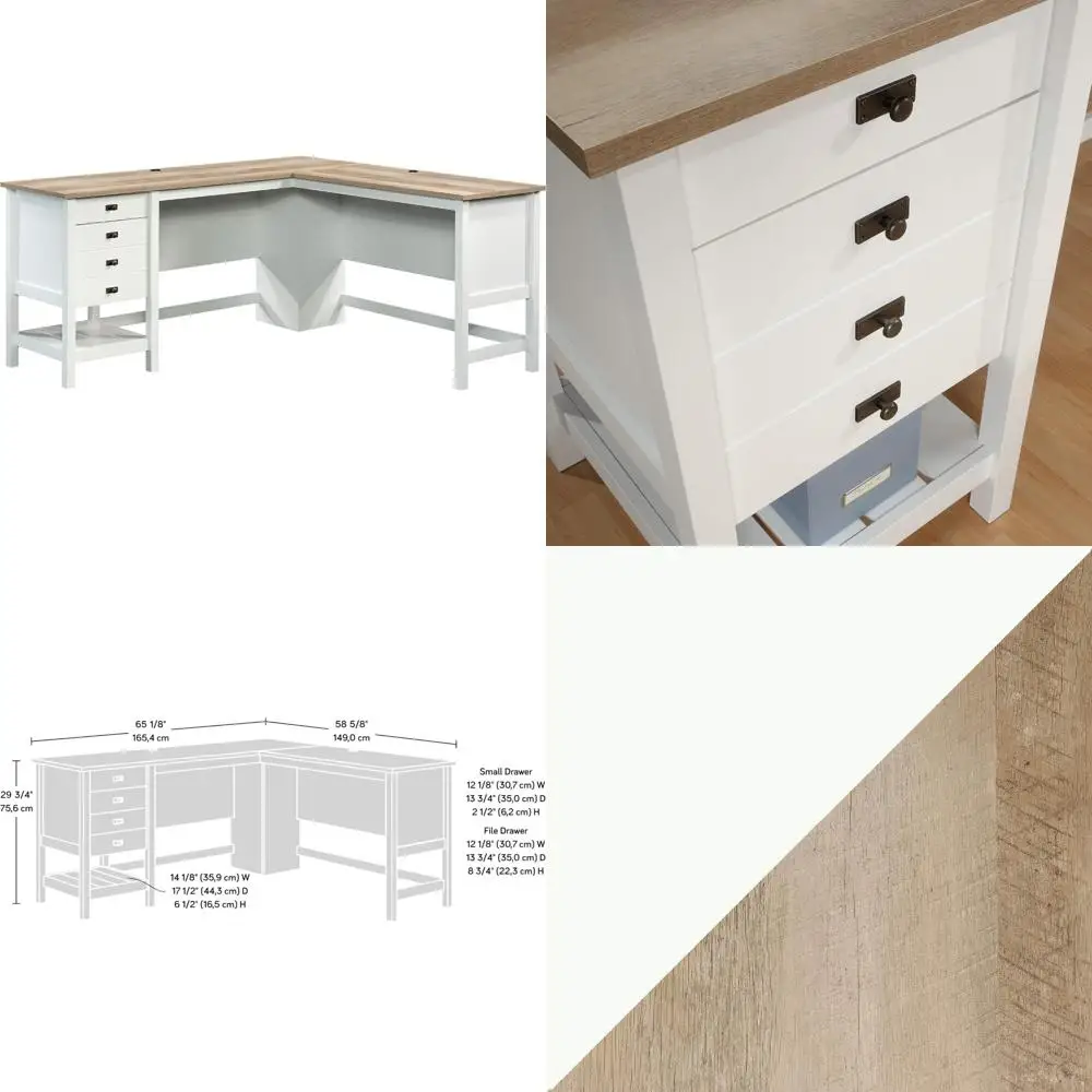 L-Shaped Computer Desk with Drawers and Optional File Cabinet for Home Office, featuring Cable Management
L-Shaped Computer Desk with Drawers and Optional File Cabinet for Home Office, featuring Cable Management