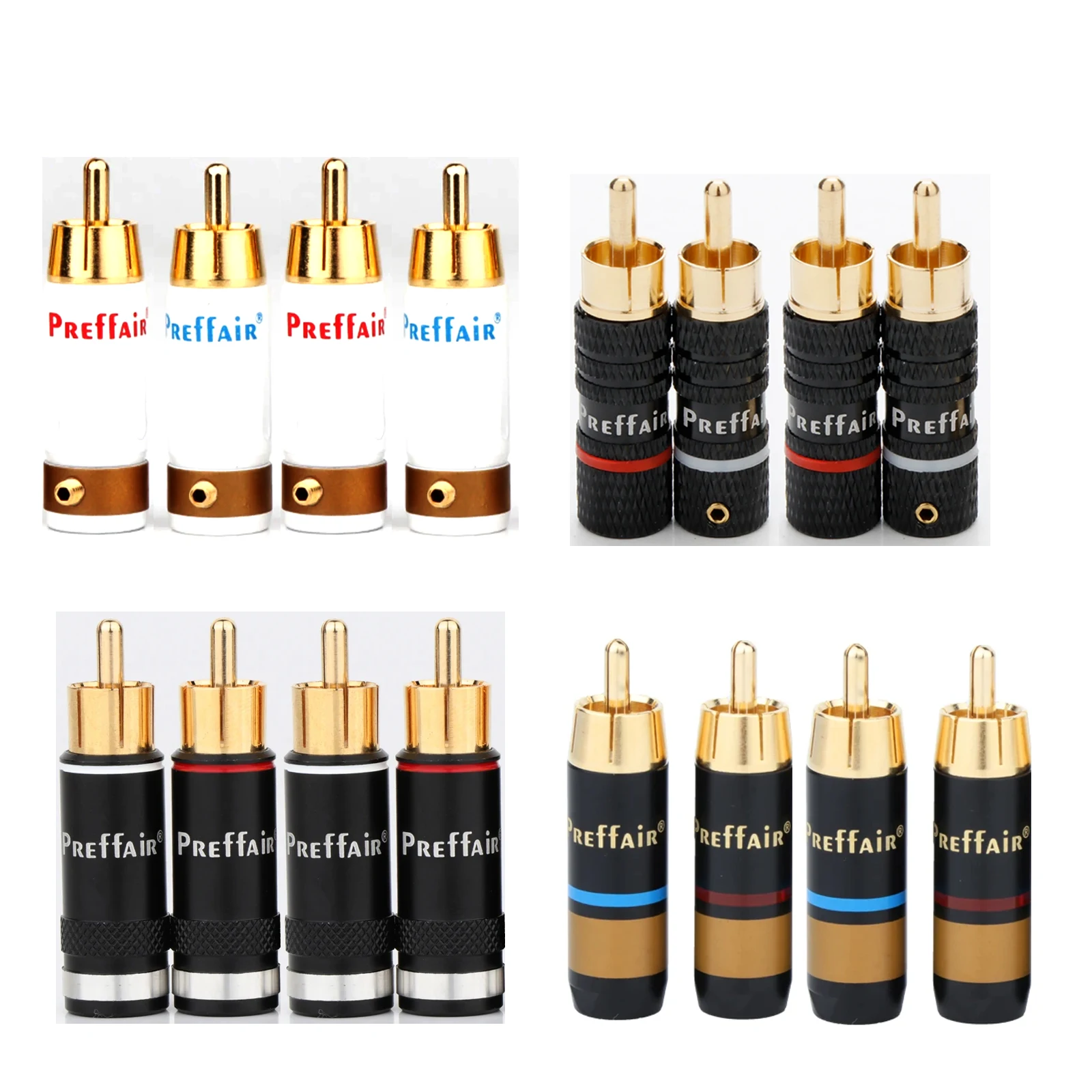 4PCS Preffair RCA Plug Luxury Copper RCA Connector Gold Plated Soldering Plug Speaker Cable Wire Connector for 6/8mm cable
4PCS Preffair RCA Plug Luxury Copper RCA Connector Gold Plated Soldering Plug Speaker Cable Wire Connector for 6/8mm cable