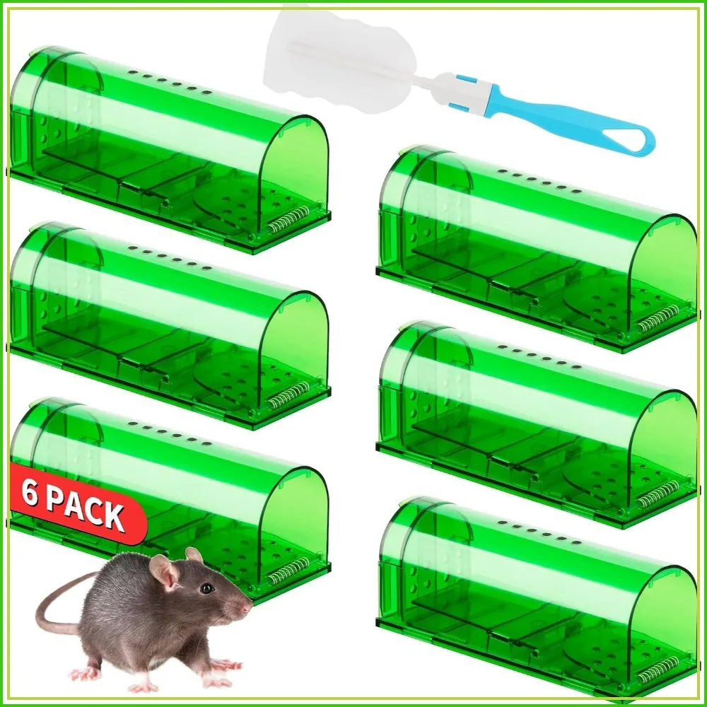 Humane Mouse Traps 6 Pack, No Touch Catch and Release, Reusable with Cleaning Brush, Pet Safe Indoor Outdoor Rodent Control
Humane Mouse Traps 6 Pack, No Touch Catch and Release, Reusable with Cleaning Brush, Pet Safe Indoor Outdoor Rodent Control