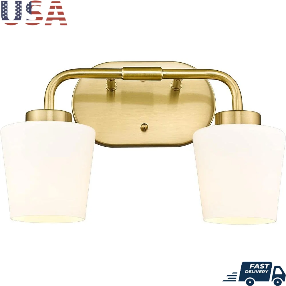 Brushed Gold Bathroom Vanity Light Modern Wall Sconce Milk White Glass Rustic Lighting Fixture Upward Downward Install E26 Bulb
Brushed Gold Bathroom Vanity Light Modern Wall Sconce Milk White Glass Rustic Lighting Fixture Upward Downward Install E26 Bulb